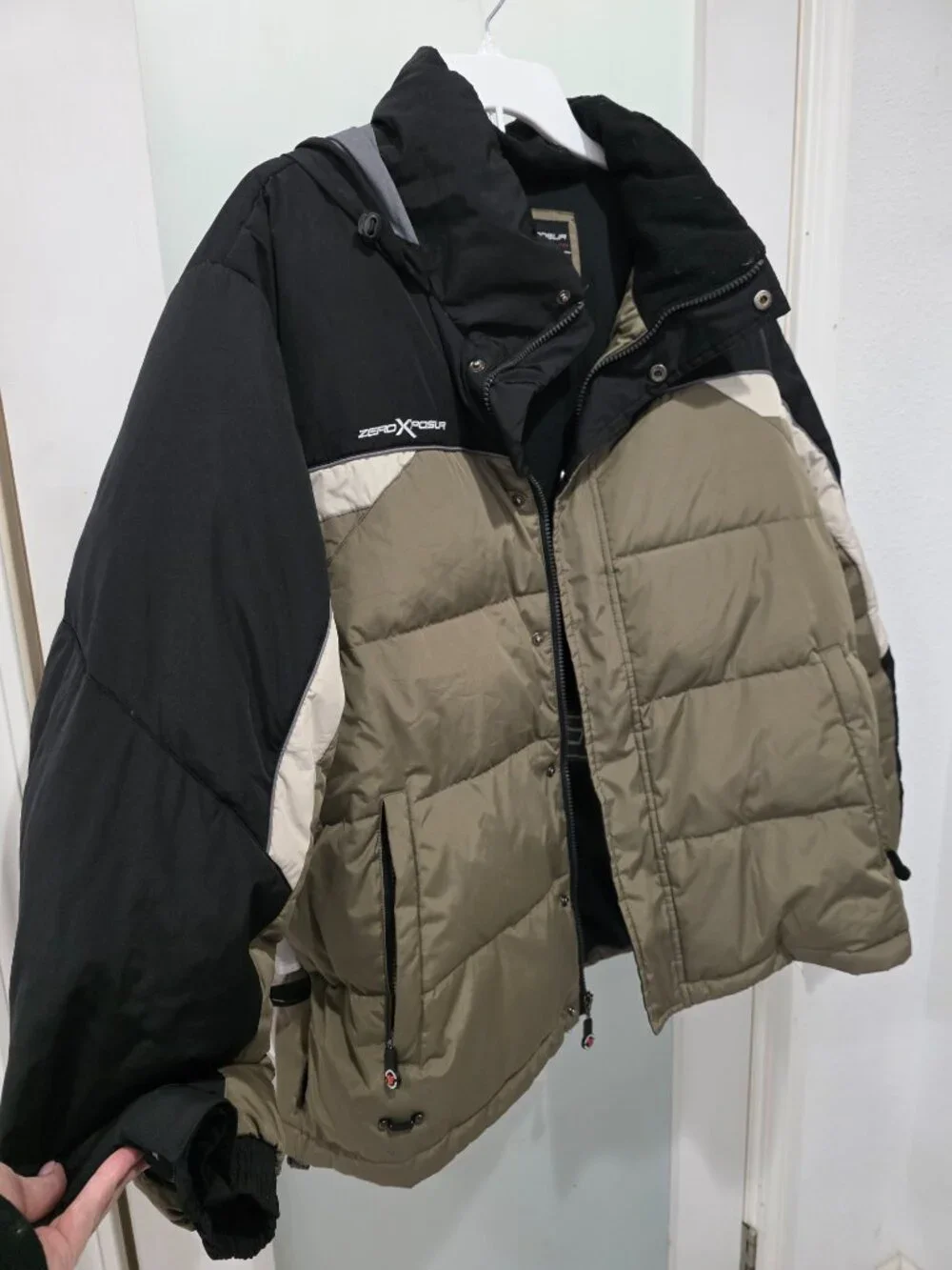 Zero Xposur Colorblock Ski Snow Jacket – Men's L – Green Black Hooded Like New